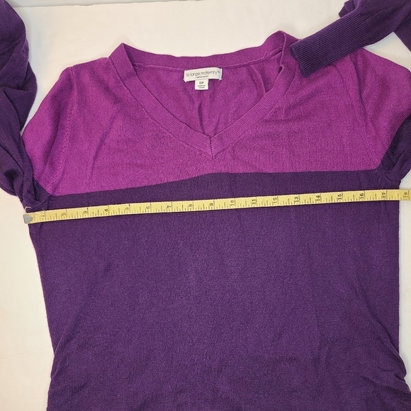 Liz Lange Maternity Purple Color Block Long Sleeve Pullover Sweater - Picture 10 of 12